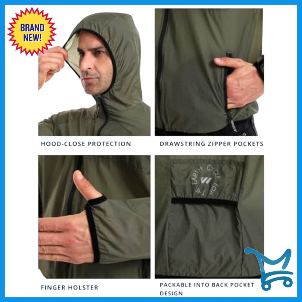 Lightweight Packable Windbreaker Jacket With Hood… - image 4